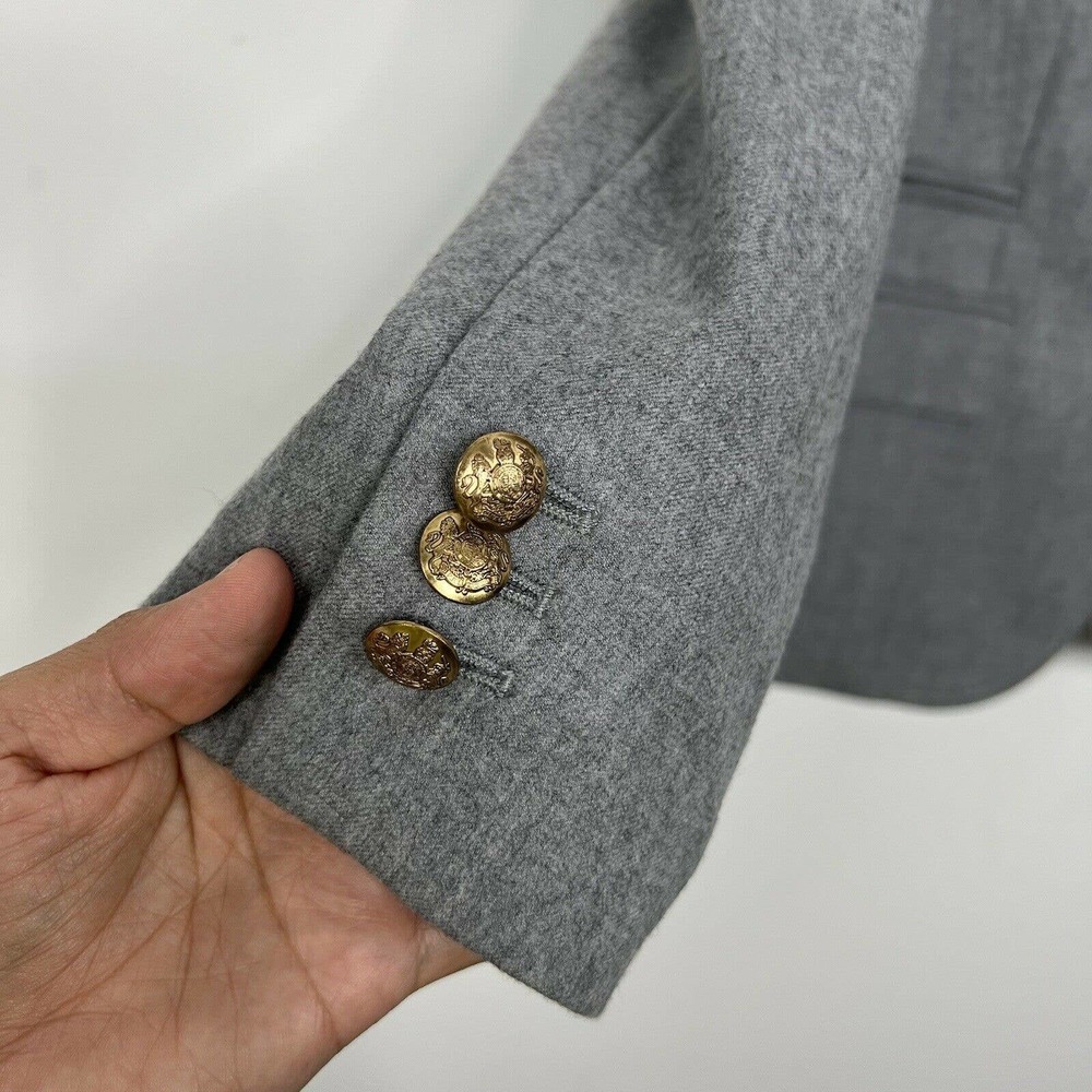 J.Crew Schoolboy Blazer Jacket Size 2 Gray 100% Wool With Gold Buttons - Picture 4 of 10